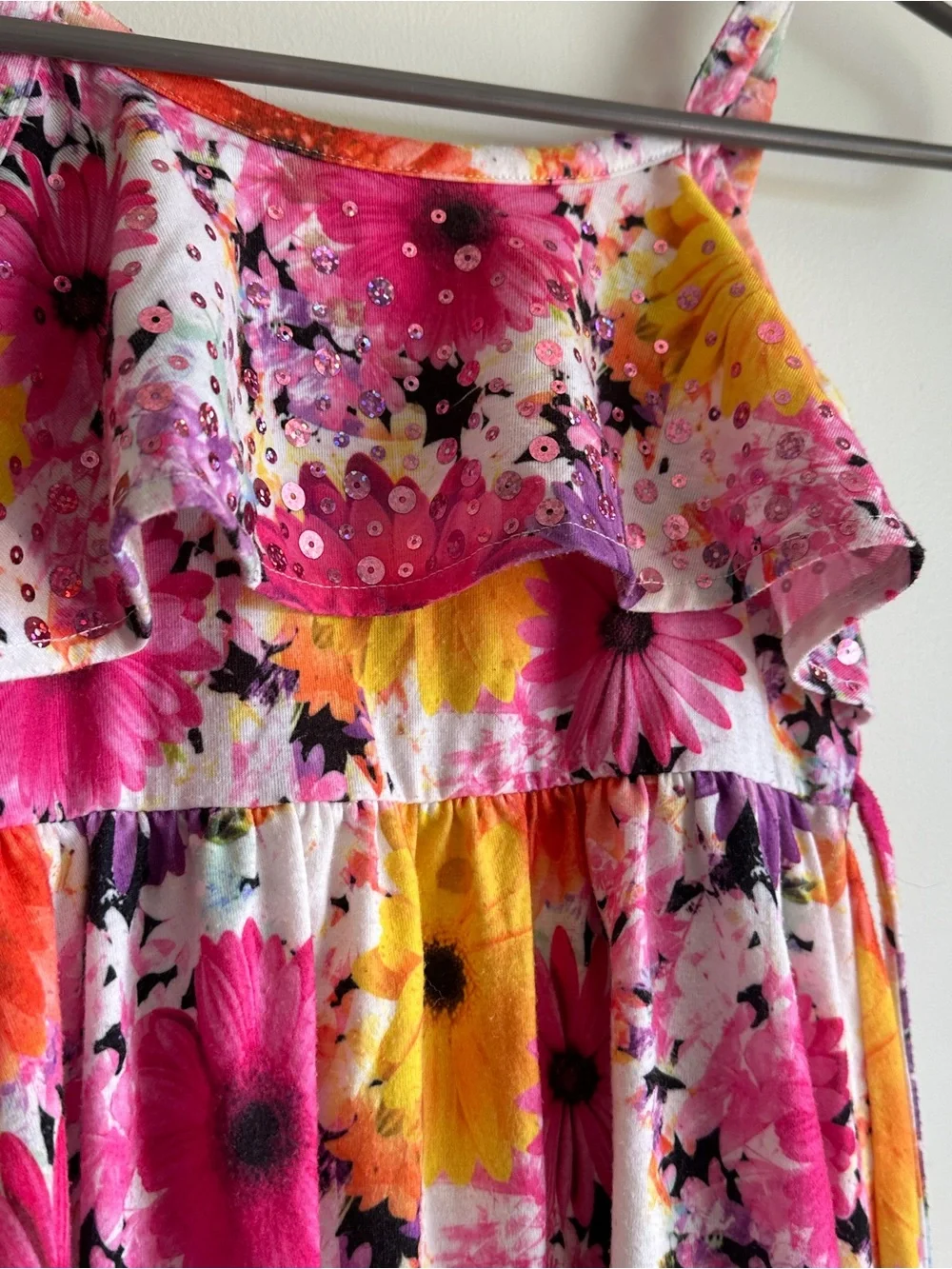 Justice Floral Ruffle Sundress in Pink, Yellow & Purple